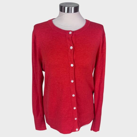 Eddie Bauer Medium Button Front Cardigan Sweater Cotton Nylon Blend Orange - Picture 1 of 10